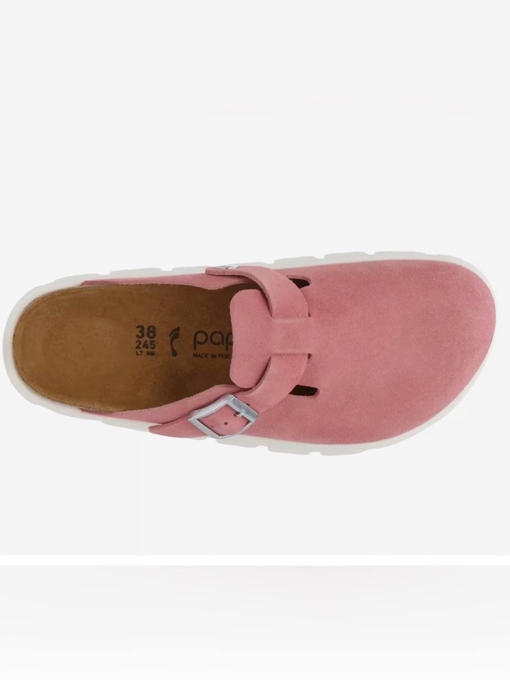 Birkenstock Papillio Boston Chunky Pink Suede Buckle Clog - Picture 2 of 7